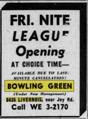 Bowling Green - Aug 1951 Ad League Opening